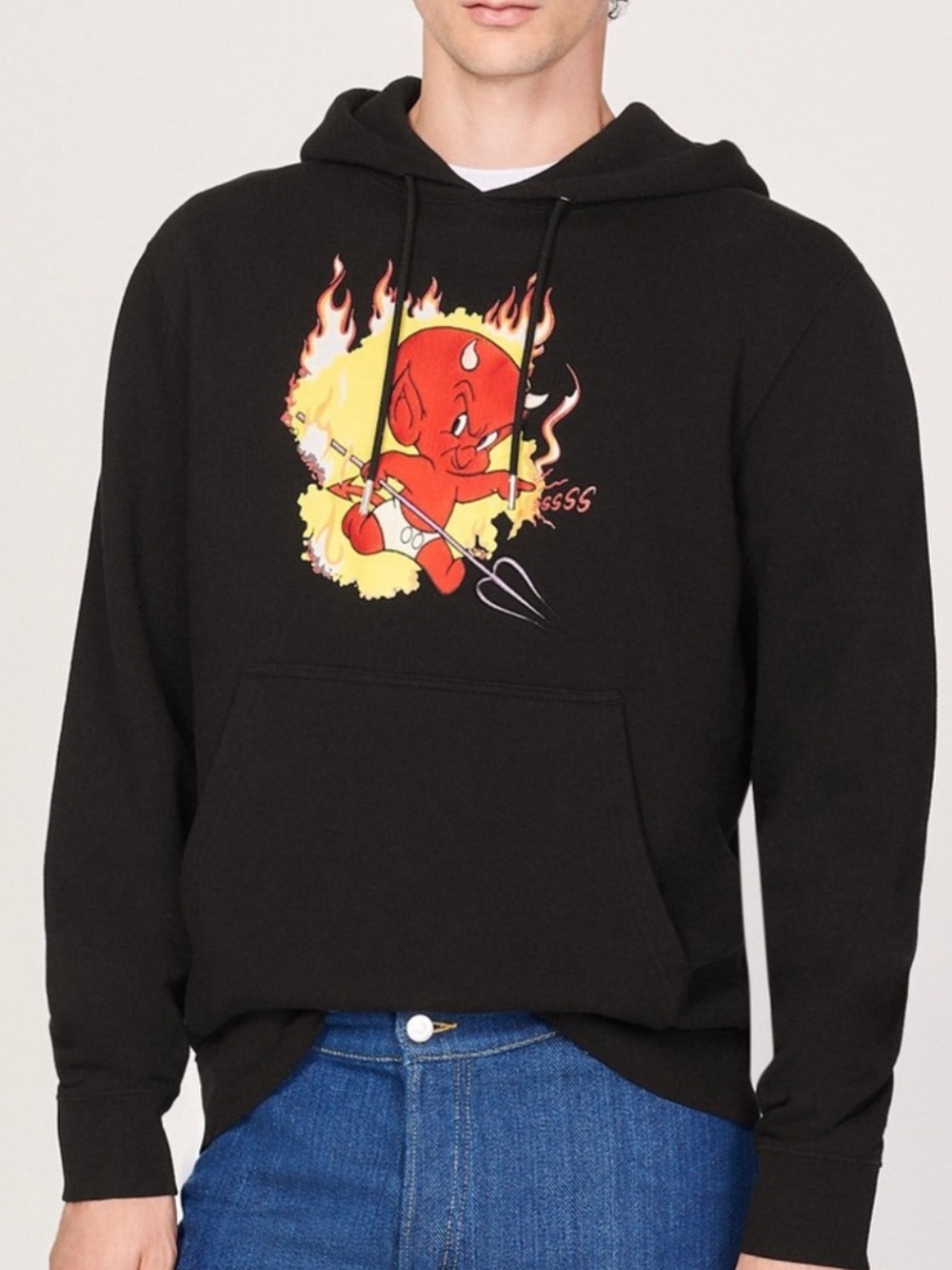 NWT Sandro Hot Stuff Limited Edition Graphic Hoodie in Black, Size L